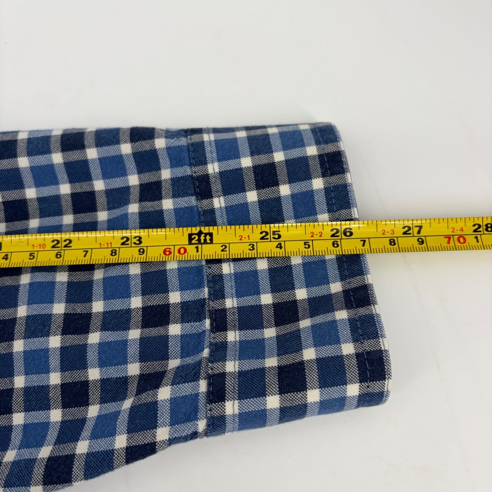 LL Bean Mens Slightly Fitted Gingham Check Cotton Button Down Shirt Blue L - Picture 9 of 9